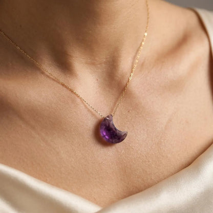 Gemstone Crescent Moon Necklace