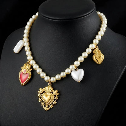 Sacred Heart Pearl Necklace