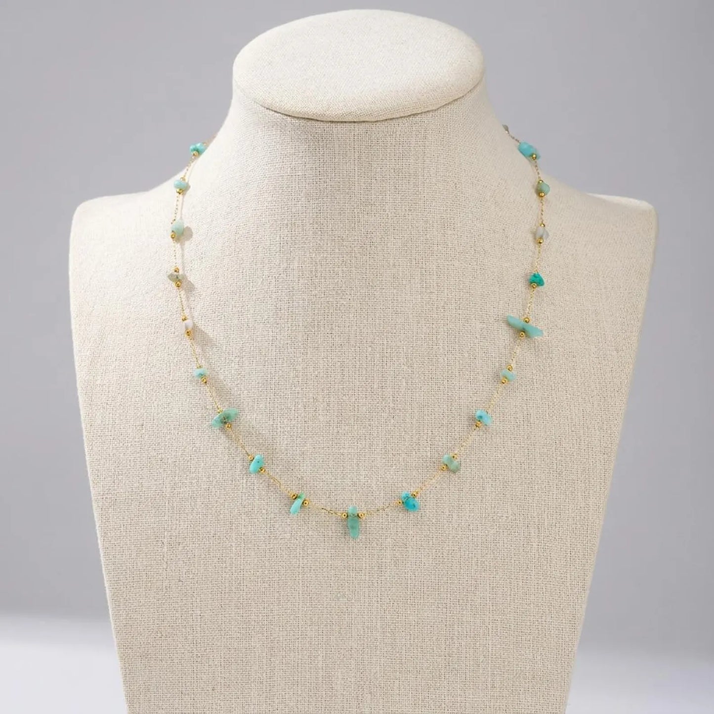 Turquoise Chip Station Necklace