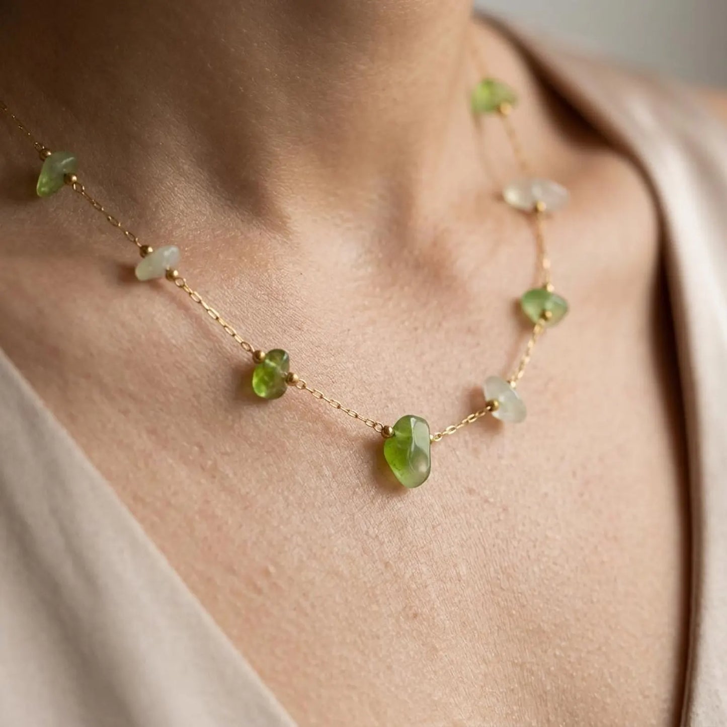 Green Aventurine Station Necklace