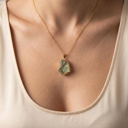 Raw Green Fluorite Necklace