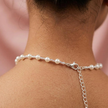 Clear Bead Pearl Necklace