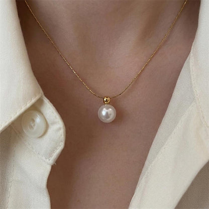 Solitaire Pearl Drop Necklace