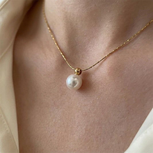 Solitaire Pearl Drop Necklace