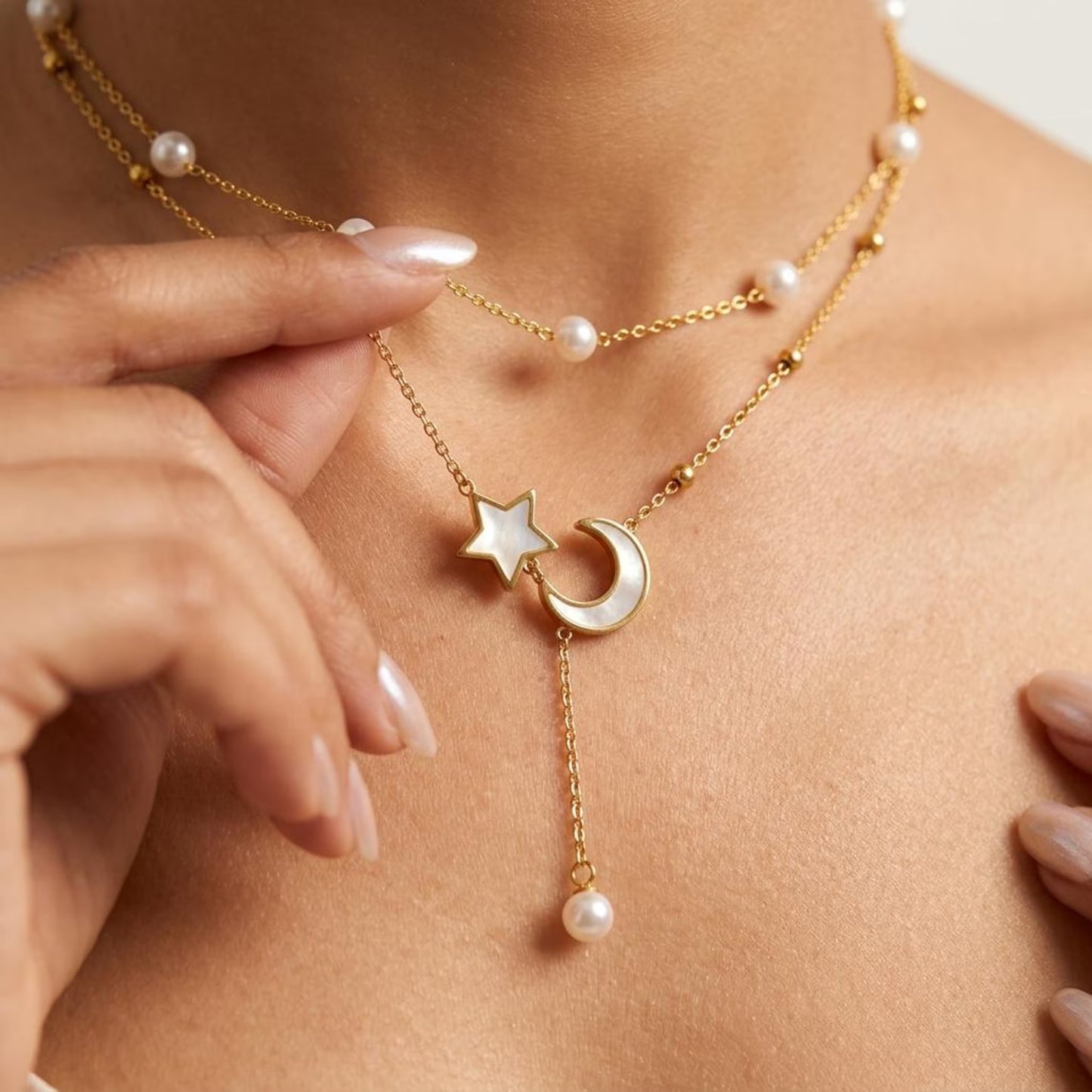 Cosmic Pearl Y Necklace