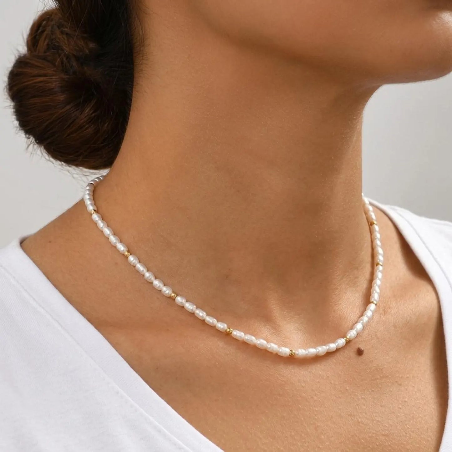 Rice Pearl Gold Necklace