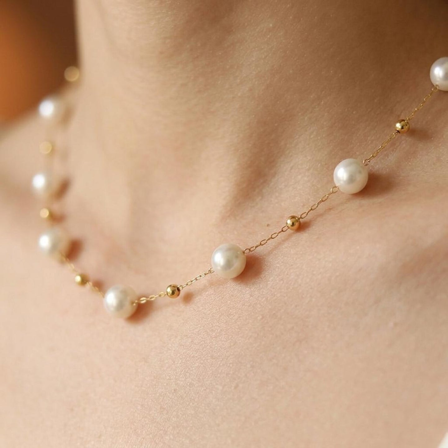 Pearl Gold Sphere Necklace