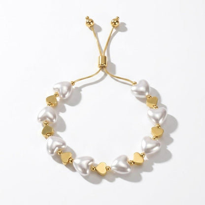 Heart Pearl Slider Bracelet