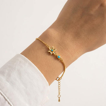 Turquoise Floral Gold Bracelet