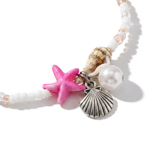 Pink Starfish Charm Anklet
