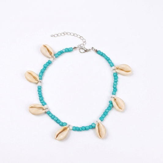 Turquoise Cowrie Shell Anklet