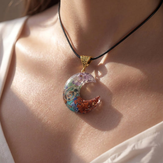 Multi Crystal Moon Necklace